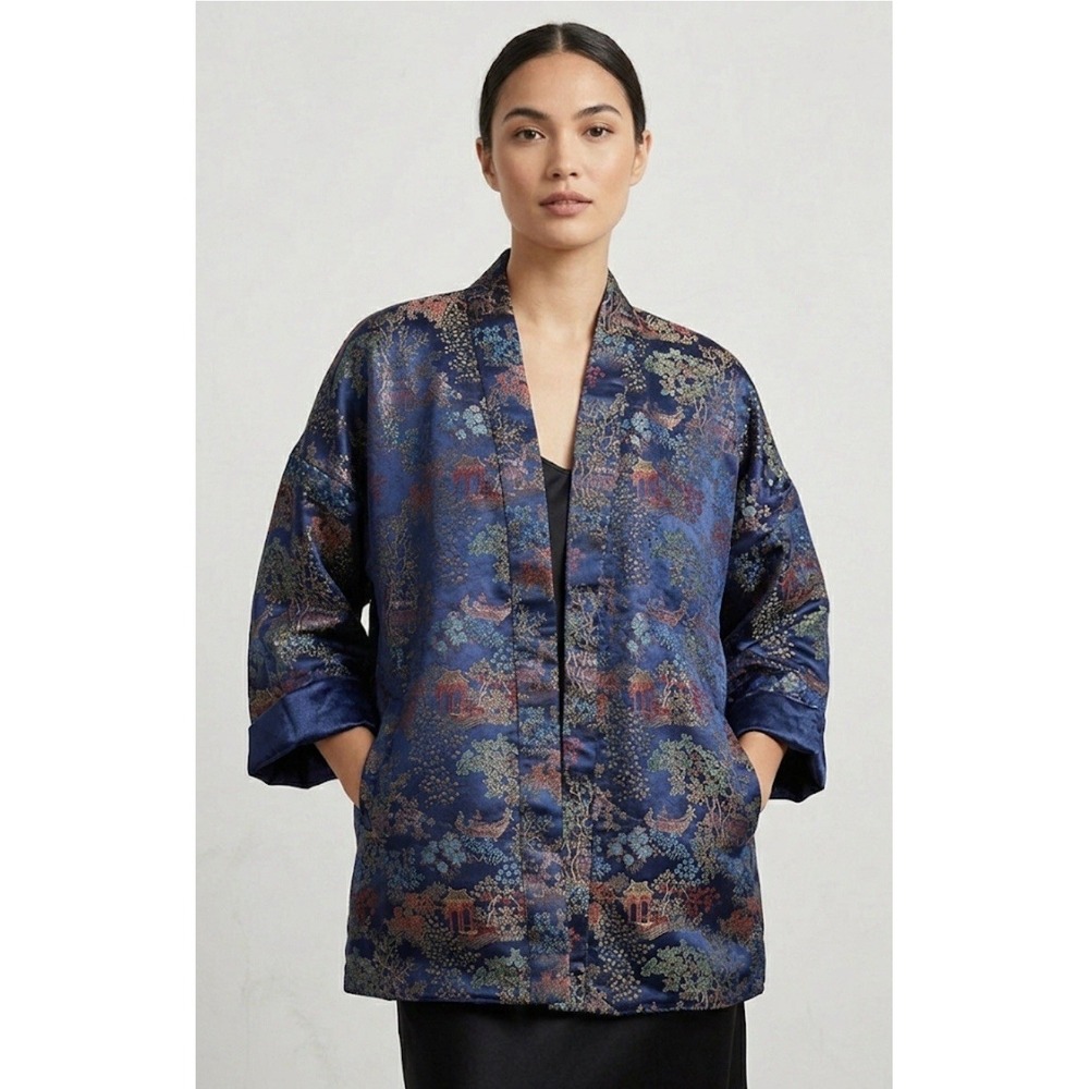 Jaded London Shirt Kimono Style Reversible Jacket/Coat Size S/M Blue